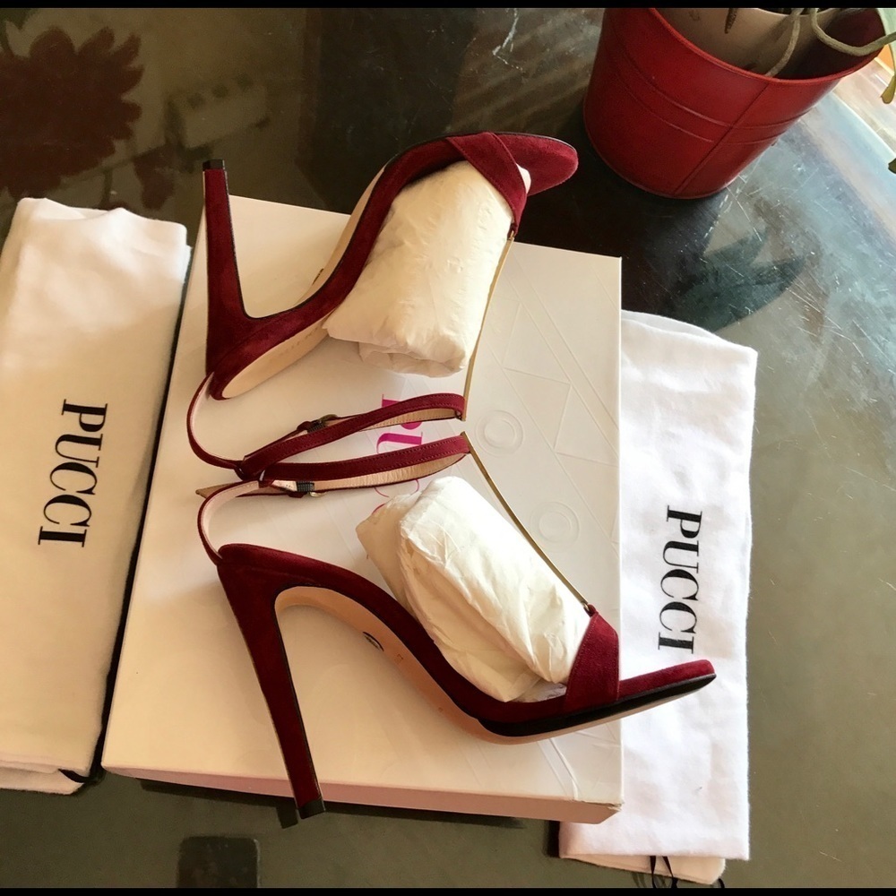 Vintage Emilio Pucci Burgundy Sandals. Size 6 - Picture 4 of 8